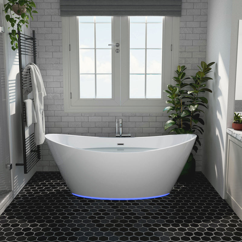 Empava 67" LED Freestanding Soaking Bathtub, EMPV-67FT1518LED