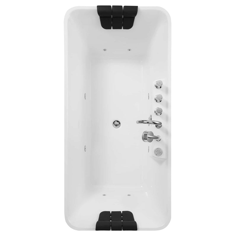 Empava 59" Whirlpool Freestanding Acrylic Massage Bathtub, EMPV-59AIS15