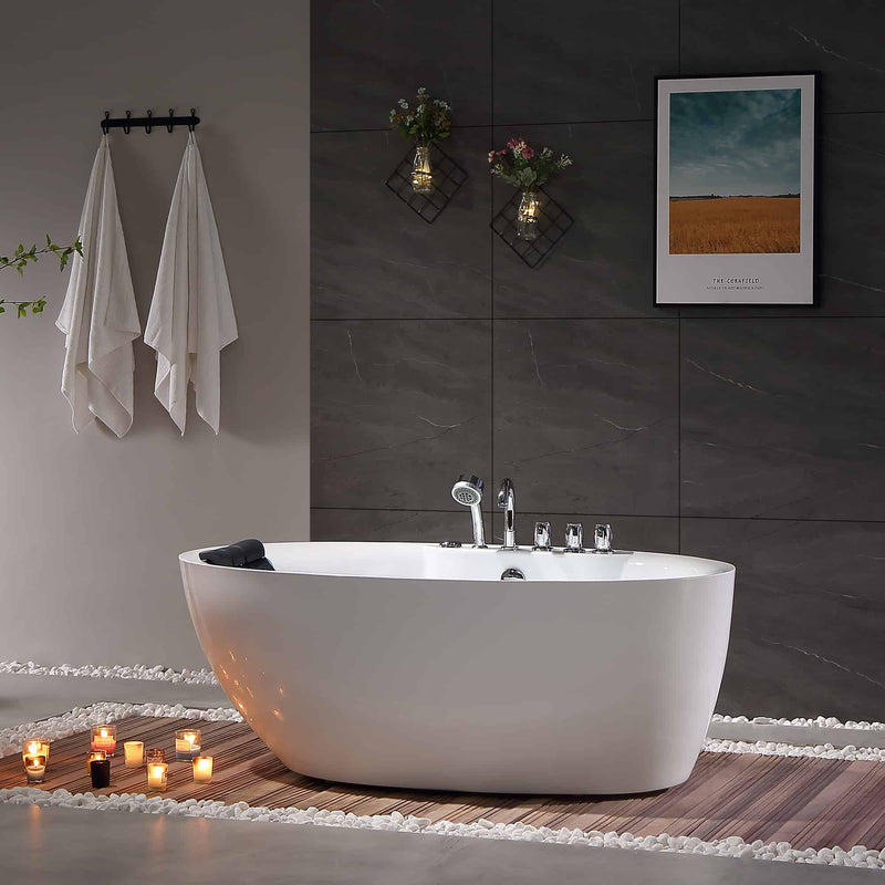 Empava 67" Whirlpool Freestanding Acrylic Massage Bathtub, EMPV-67AIS13