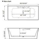 Empava 67"  Freestanding Rectangle Whirlpool Bathtub, EMPV-67AIS16