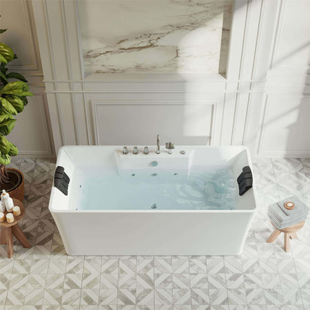 Empava 67"  Freestanding Rectangle Whirlpool Bathtub, EMPV-67AIS16