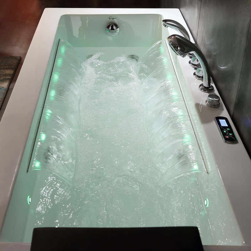 Empava 67" Whirlpool Rectangular Massage LED Bathtub, EMPV-67JT351LED