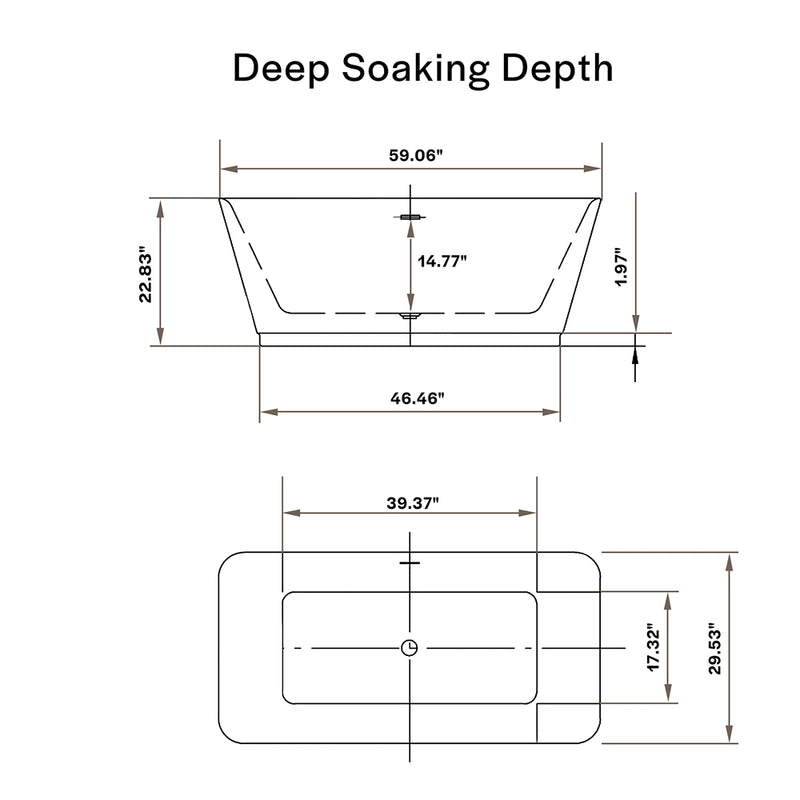 Empava 59" Freestanding Soaking Bathtub, EMPV-59FT1511