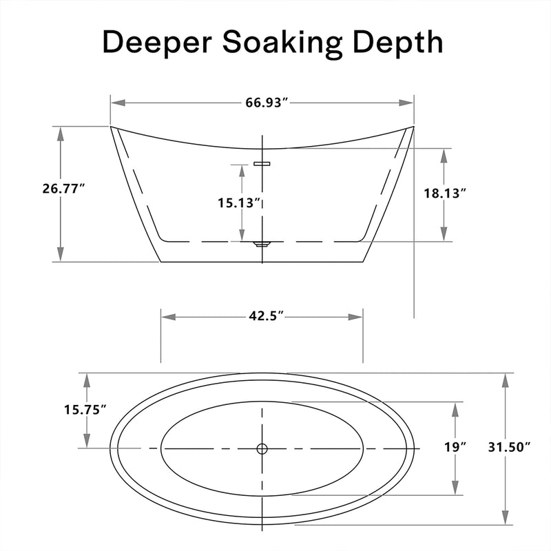 Empava 67" Freestanding Soaking Bathtub, EMPV-67FT1518